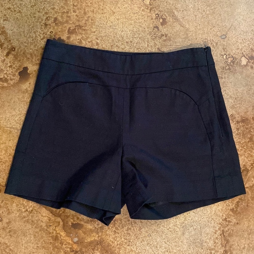 CARTONNIER black textured‎ flat front cotton side entry shorty shorts
